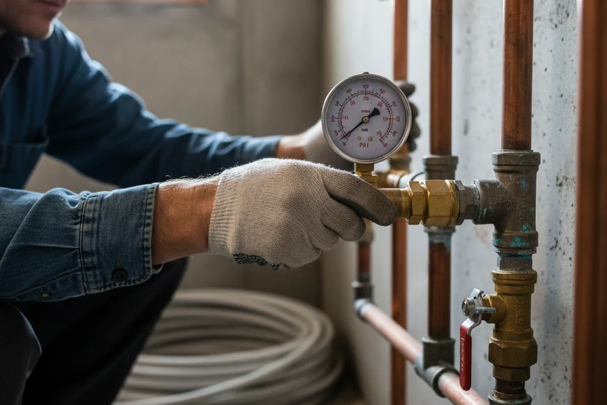 Pressure testing a repaired line during Water Line Repair in Alliance