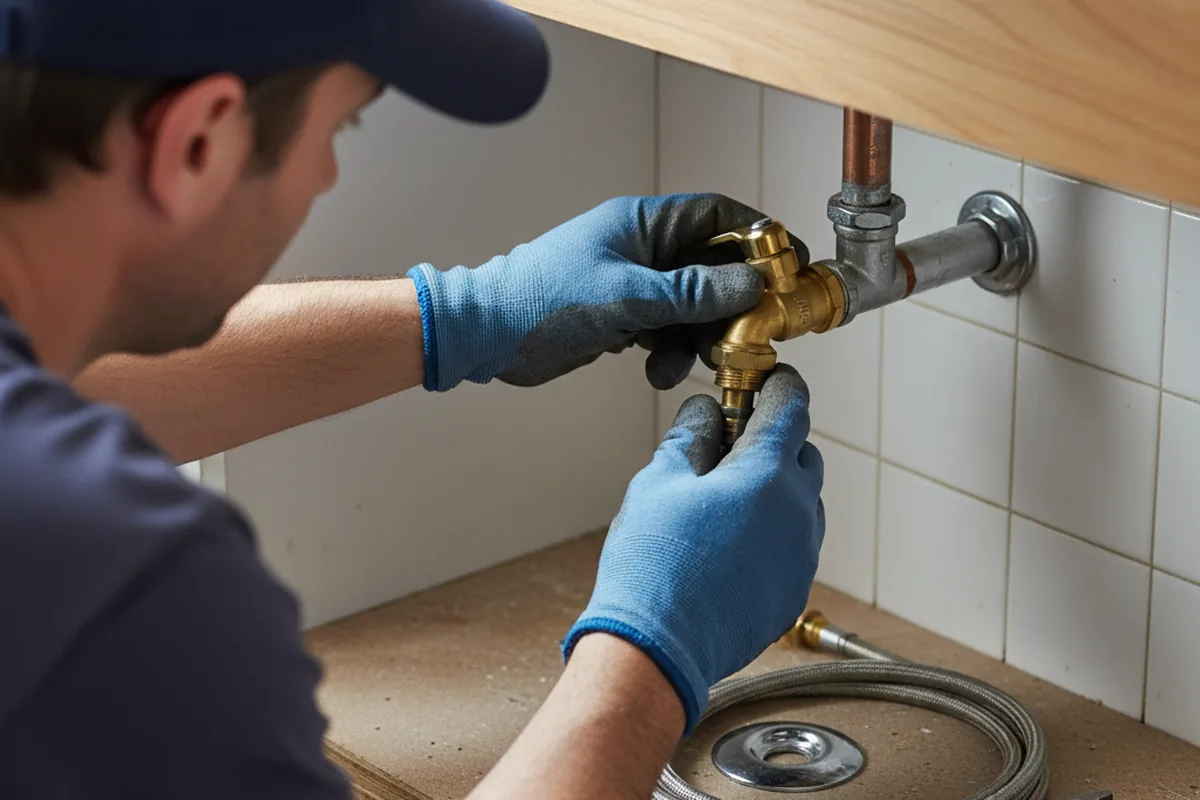 Shutoff valve and fitting work during Burst Pipe Repair in Alliance